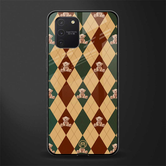 ted checkered pattern glass case for samsung galaxy a91 image