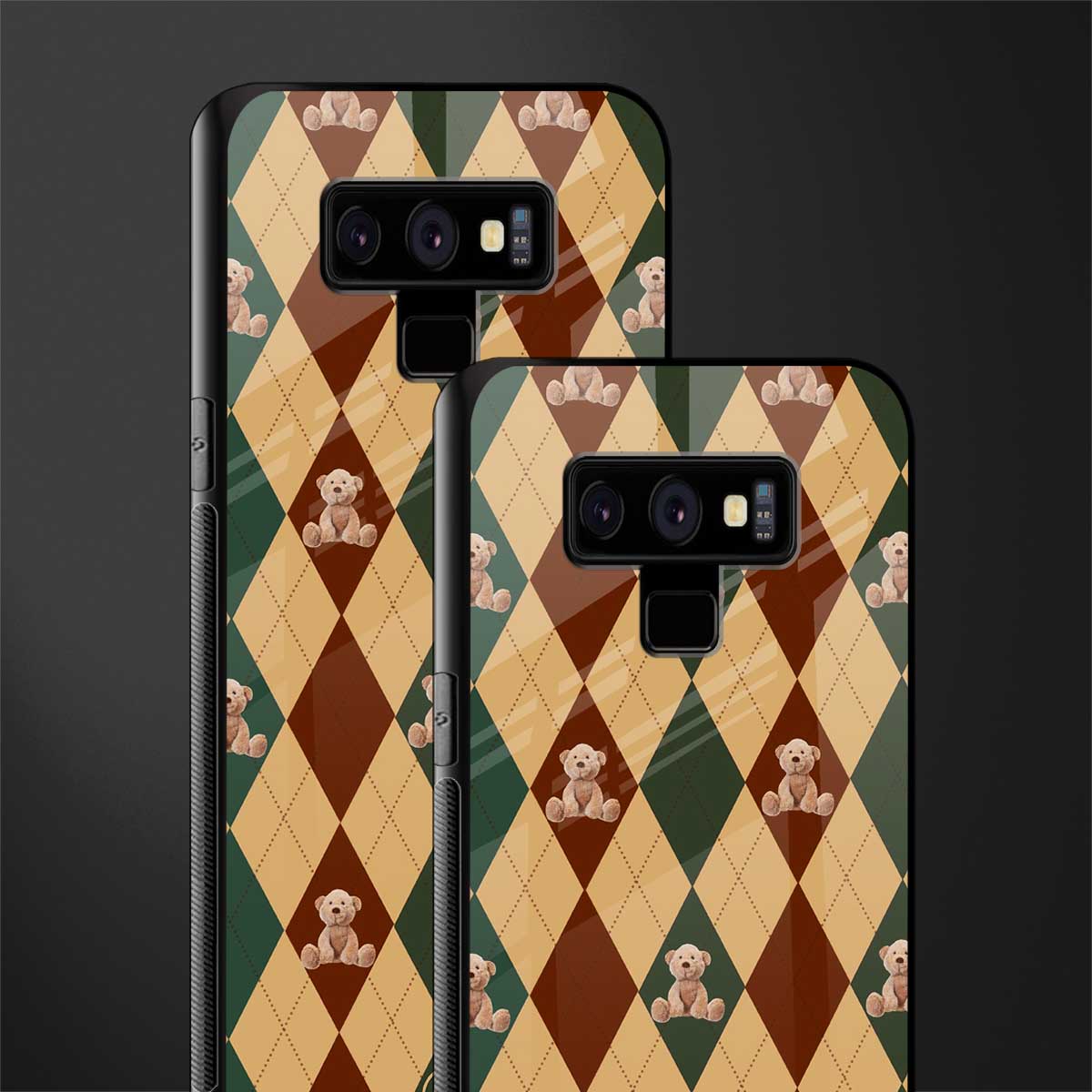 ted checkered pattern glass case for samsung galaxy note 9 image-2