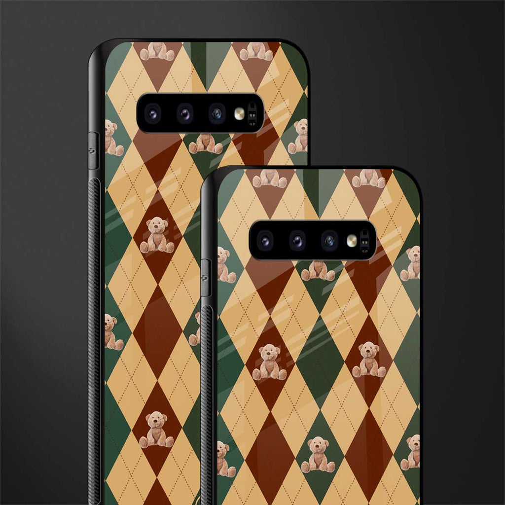 ted checkered pattern glass case for samsung galaxy s10 image-2