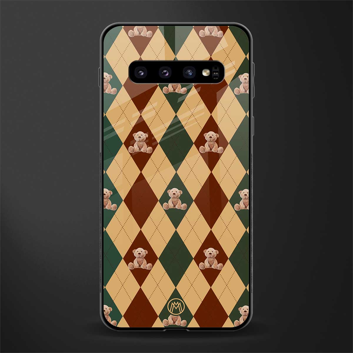 ted checkered pattern glass case for samsung galaxy s10 plus image