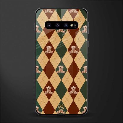 ted checkered pattern glass case for samsung galaxy s10 plus image