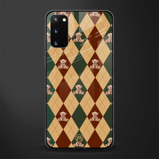 ted checkered pattern glass case for samsung galaxy s20 image