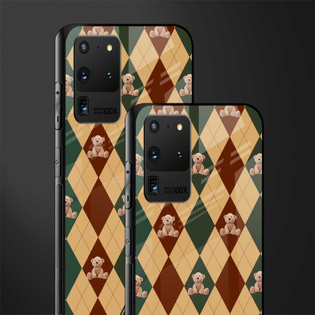 ted checkered pattern glass case for samsung galaxy s20 ultra image-2