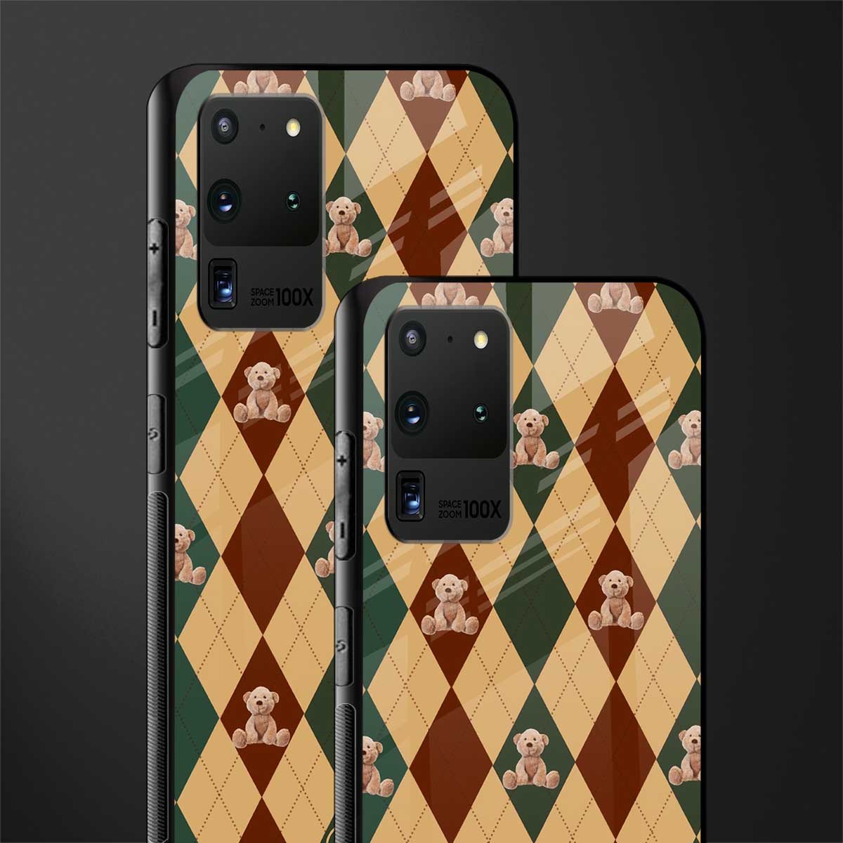 ted checkered pattern glass case for samsung galaxy s20 ultra image-2