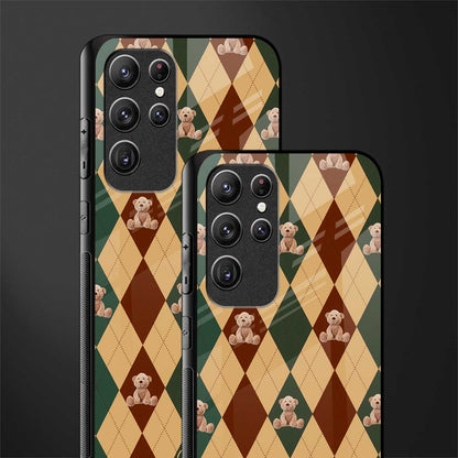 ted checkered pattern glass case for samsung galaxy s22 ultra 5g image-2