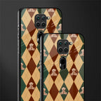 ted checkered pattern glass case for redmi note 9 image-2
