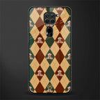 ted checkered pattern glass case for redmi note 9 image