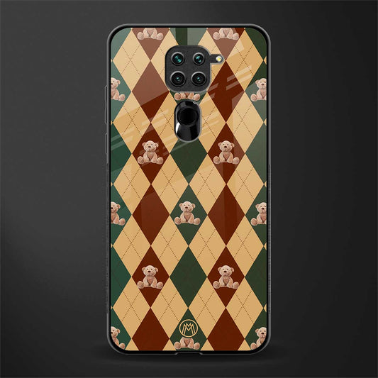 ted checkered pattern glass case for redmi note 9 image