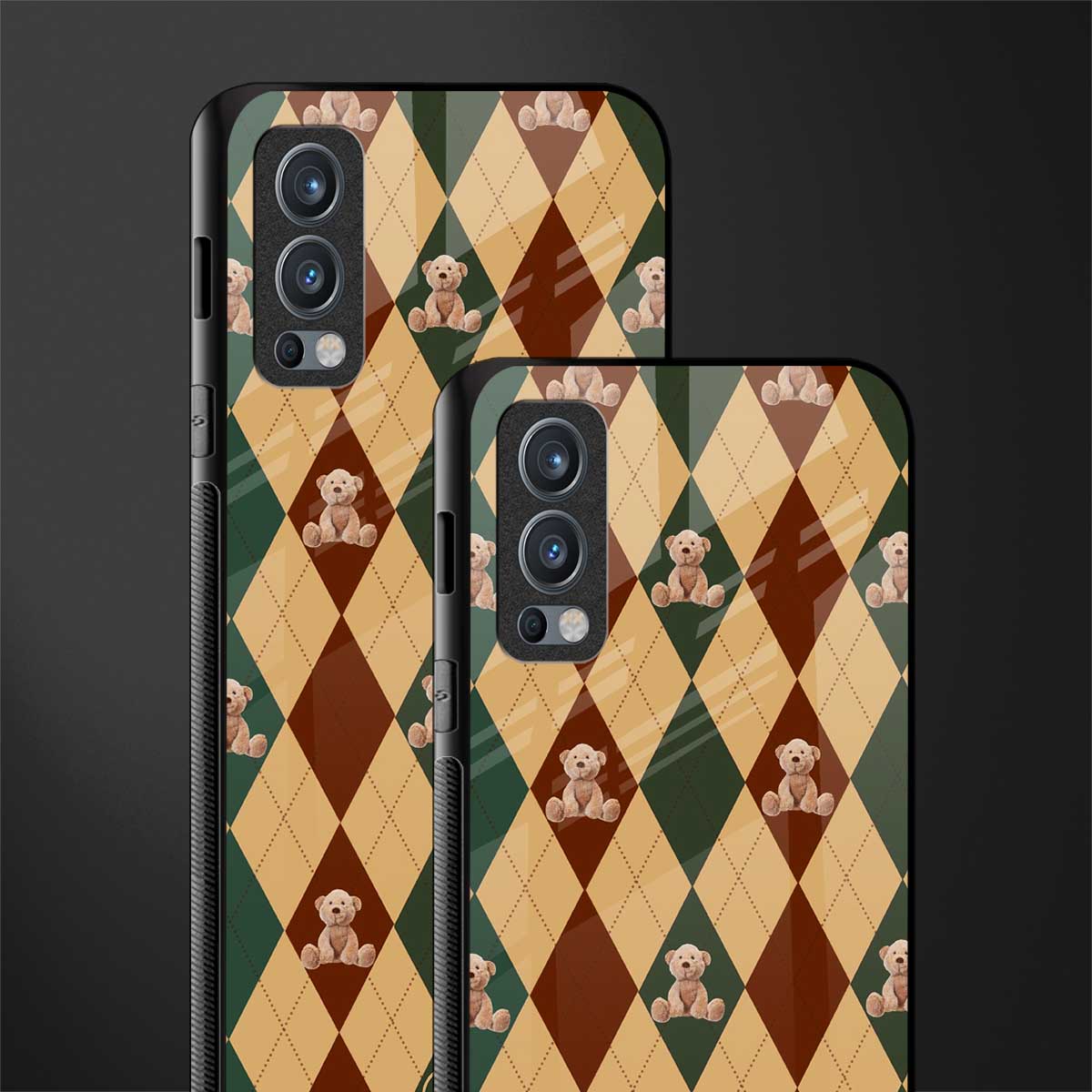 ted checkered pattern glass case for oneplus nord 2 5g image-2