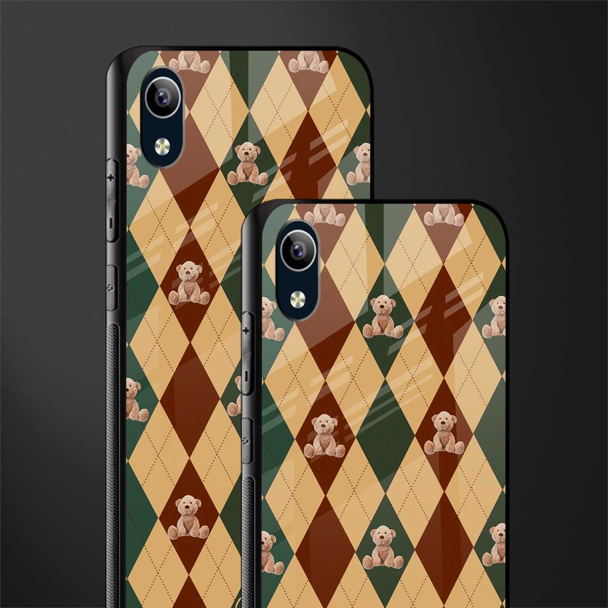 ted checkered pattern glass case for vivo y90 image-2