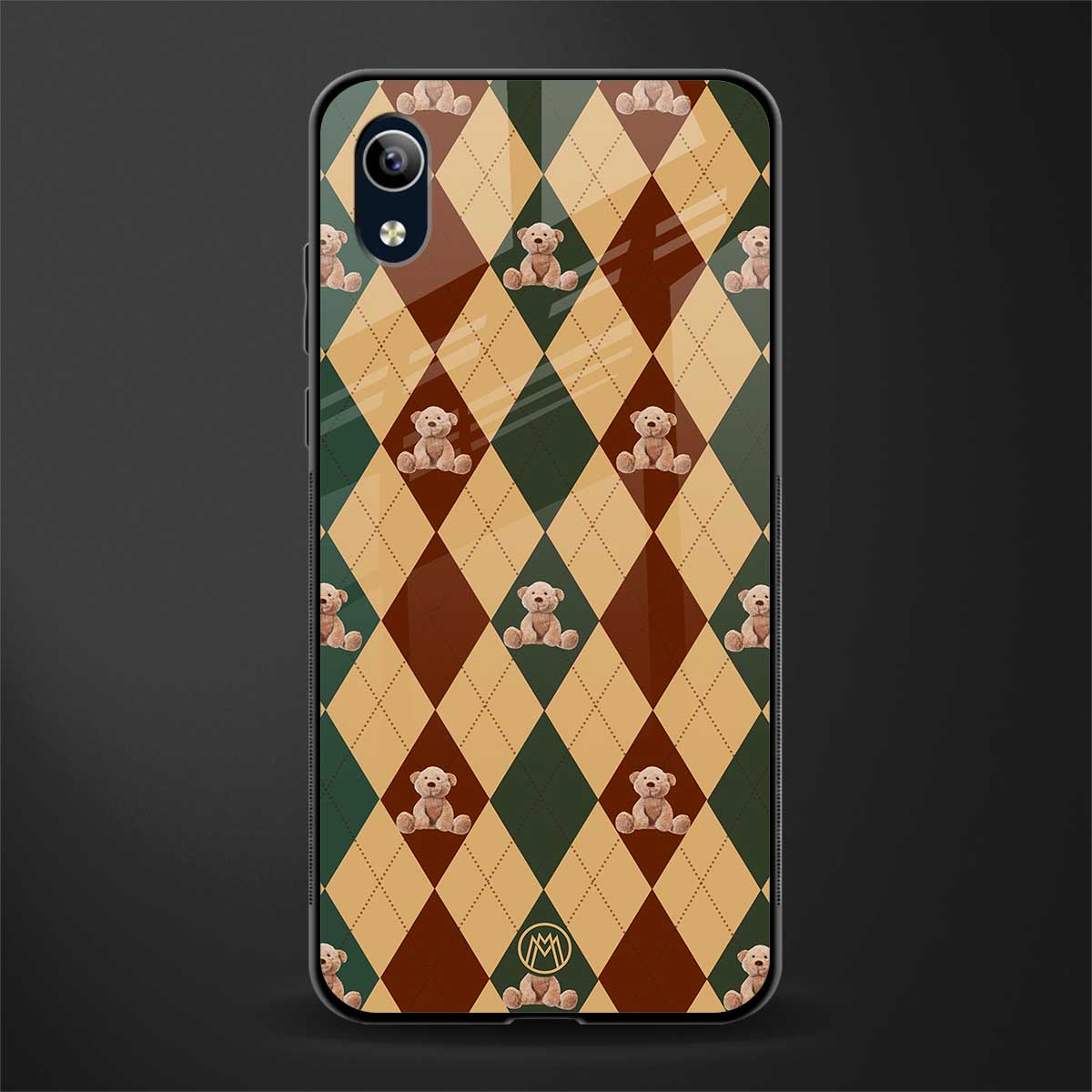 ted checkered pattern glass case for vivo y91i image