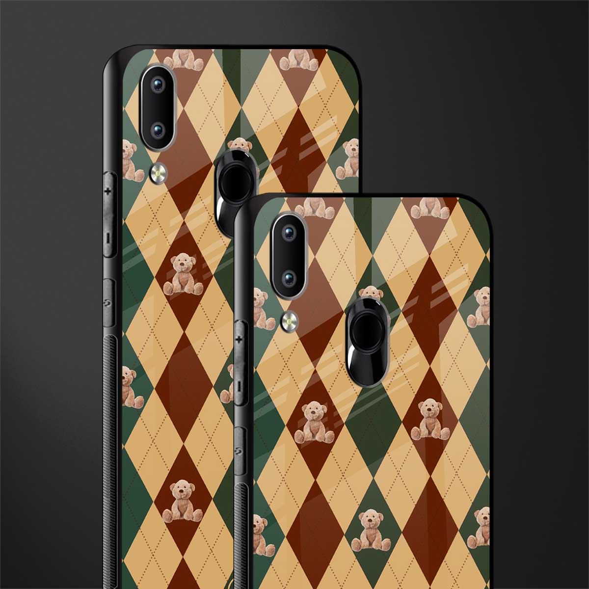 ted checkered pattern glass case for vivo y91 image-2