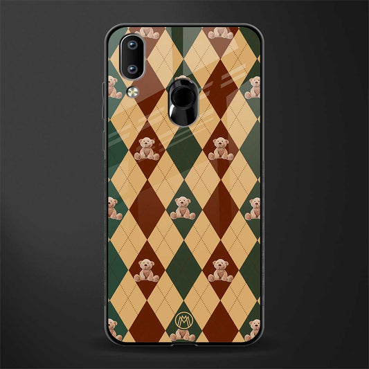 ted checkered pattern glass case for vivo y91 image