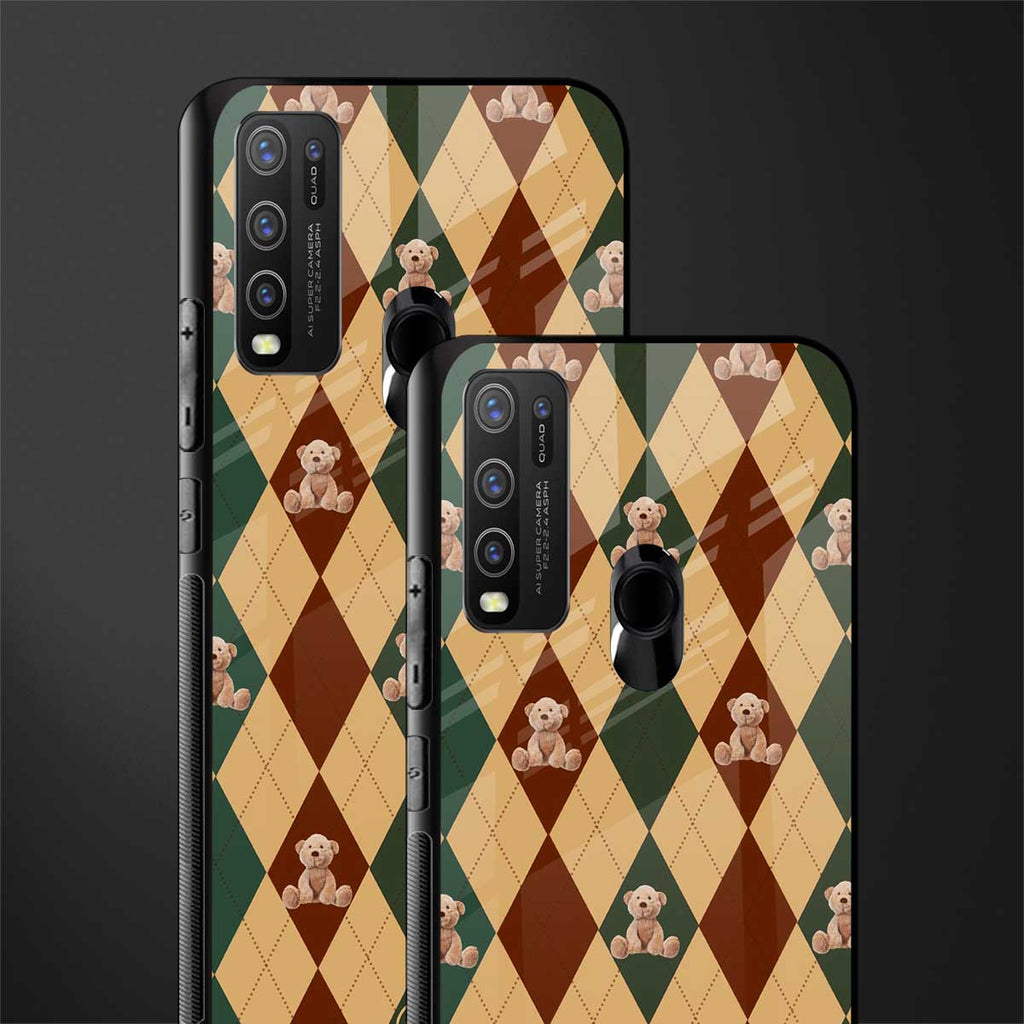 ted checkered pattern glass case for vivo y50 image-2