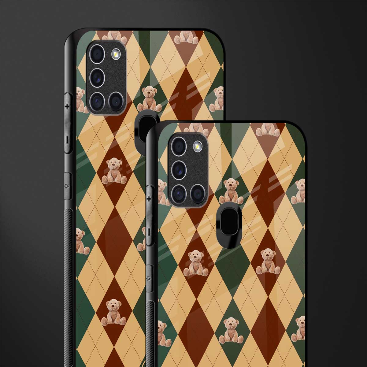 ted checkered pattern glass case for samsung galaxy a21s image-2