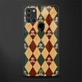ted checkered pattern glass case for samsung galaxy a21s image
