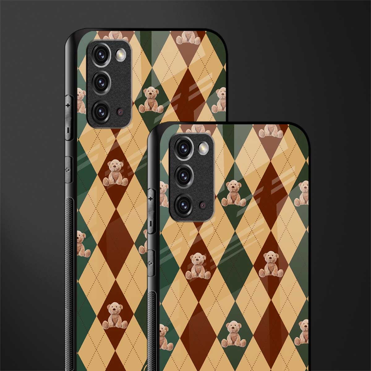ted checkered pattern glass case for samsung note 20 image-2