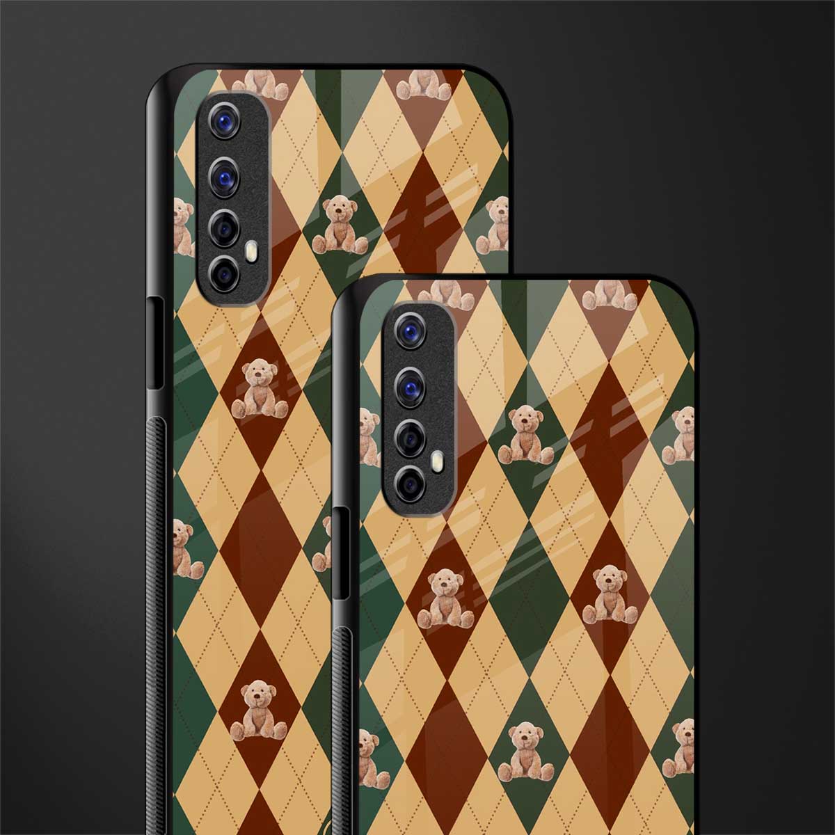 ted checkered pattern glass case for realme 7 image-2