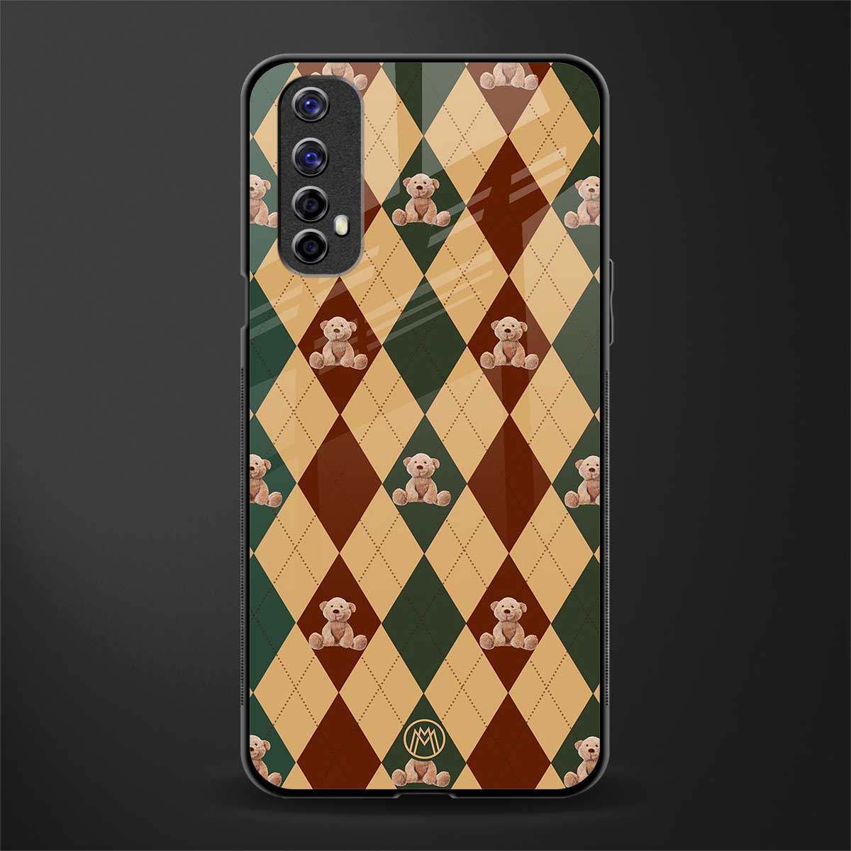 ted checkered pattern glass case for realme narzo 20 pro image