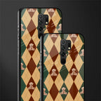 ted checkered pattern glass case for redmi 9 prime image-2