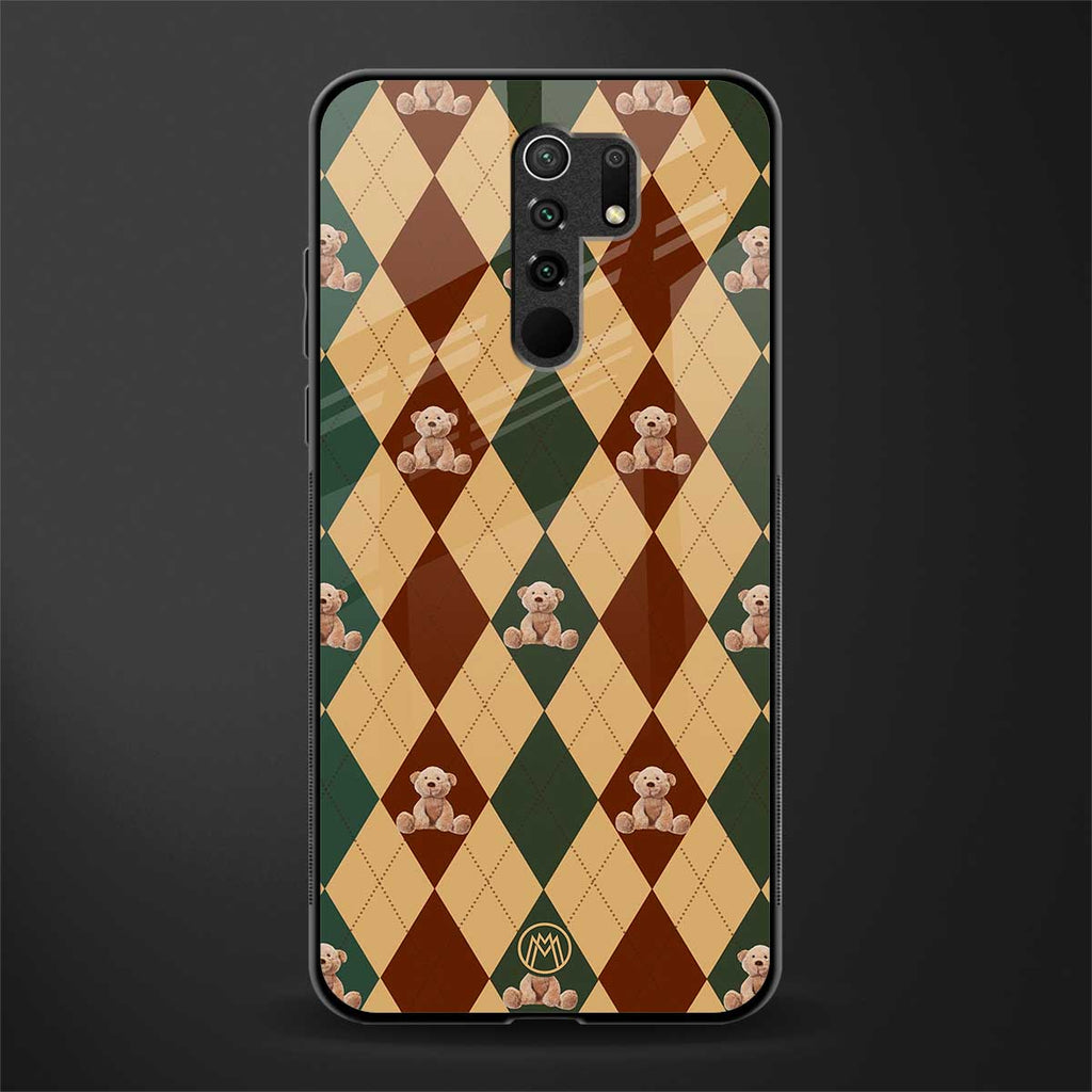 ted checkered pattern glass case for redmi 9 prime image