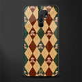 ted checkered pattern glass case for redmi 9 prime image