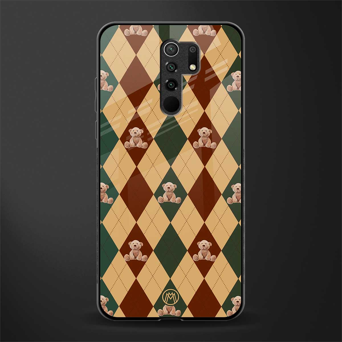 ted checkered pattern glass case for redmi 9 prime image