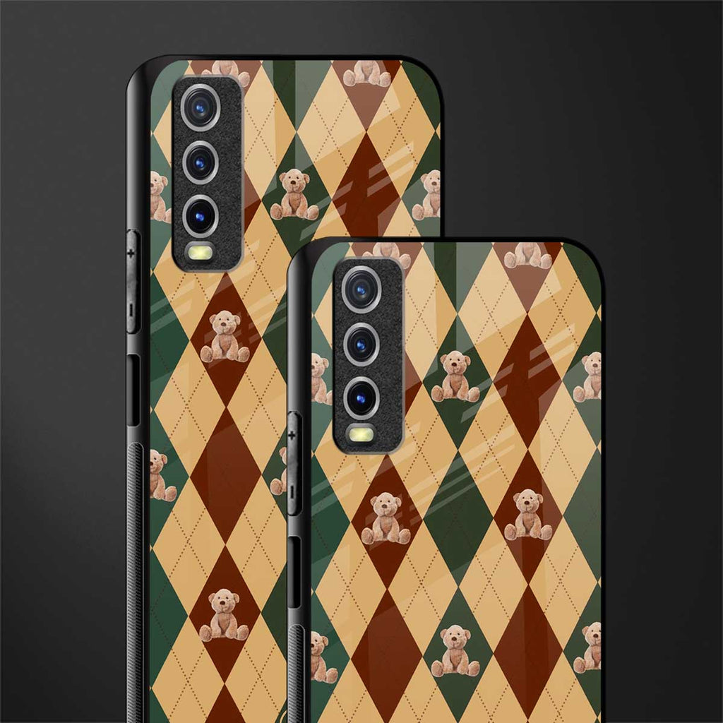 ted checkered pattern glass case for vivo y12g image-2