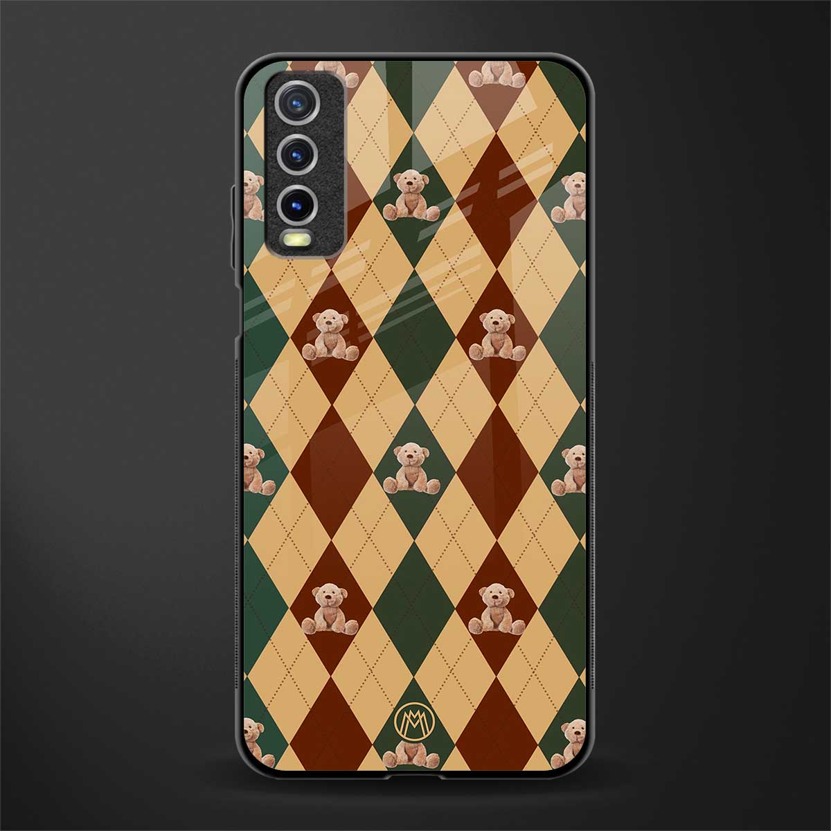 ted checkered pattern glass case for vivo y12s image