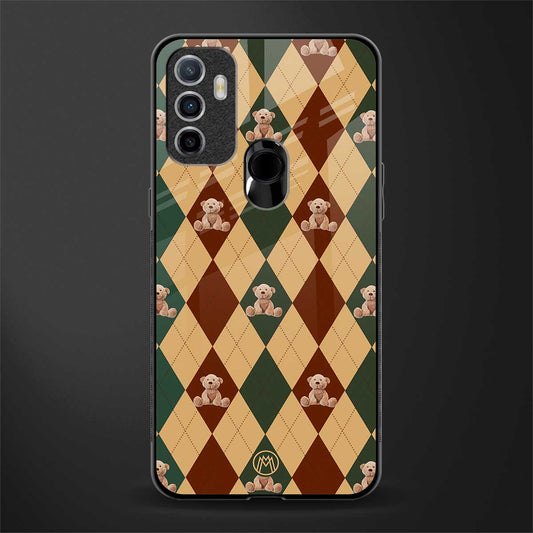 ted checkered pattern glass case for oppo a53 image