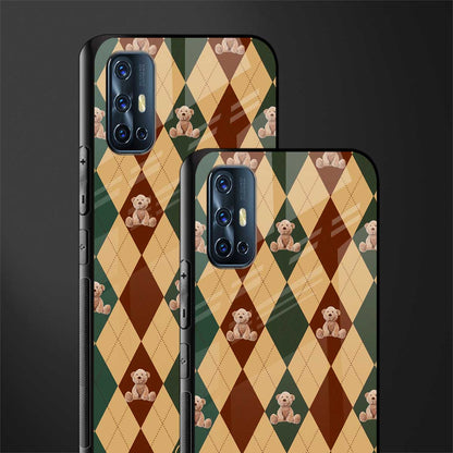ted checkered pattern glass case for vivo v17 image-2