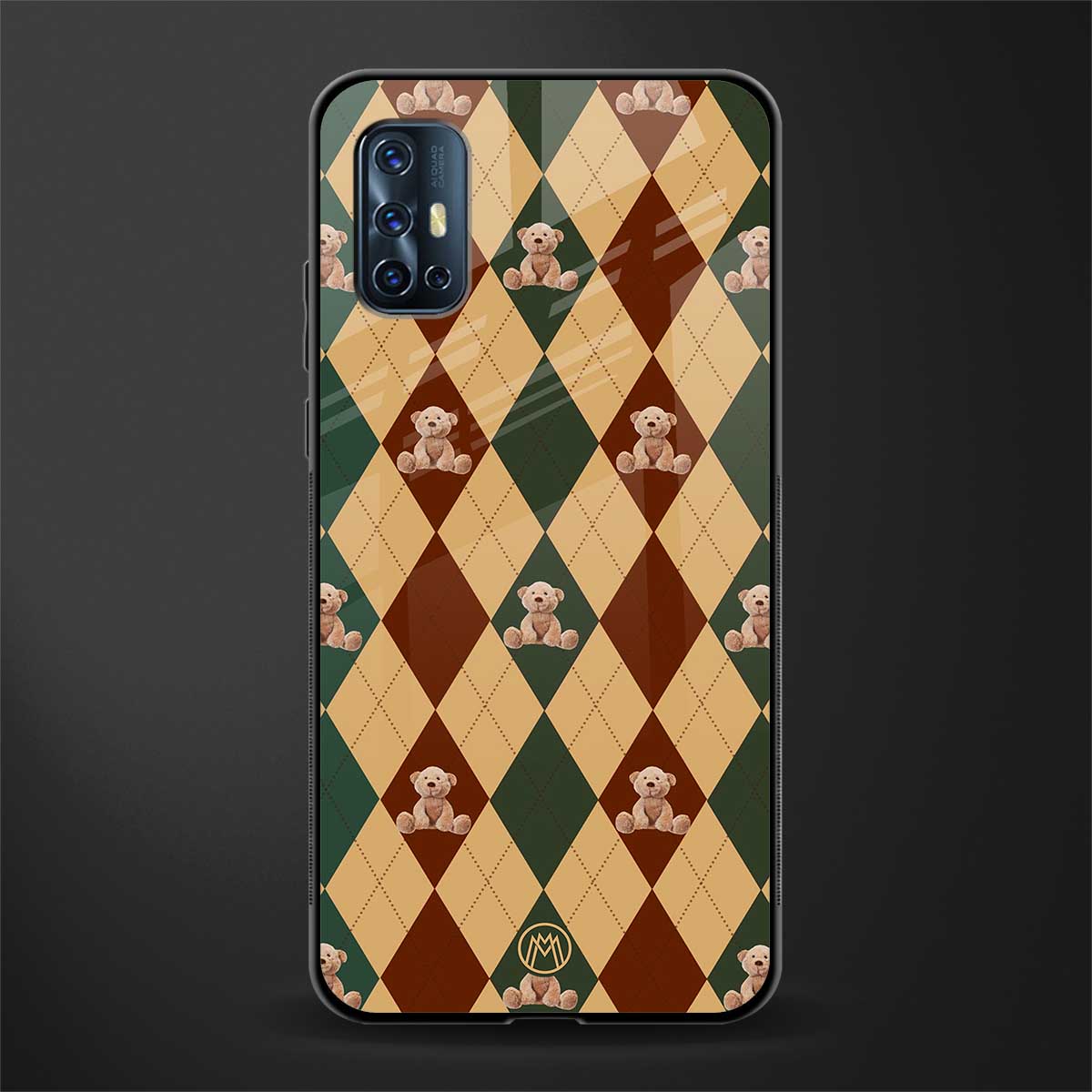ted checkered pattern glass case for vivo v17 image