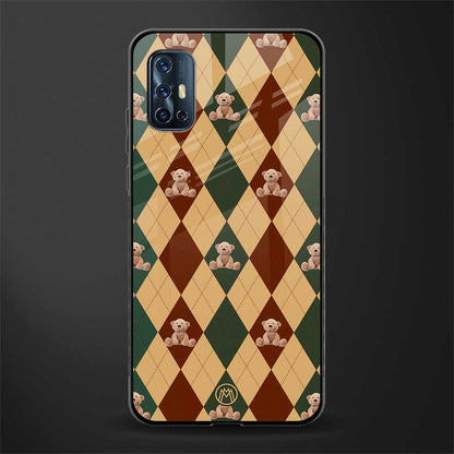 ted checkered pattern glass case for vivo v17 image