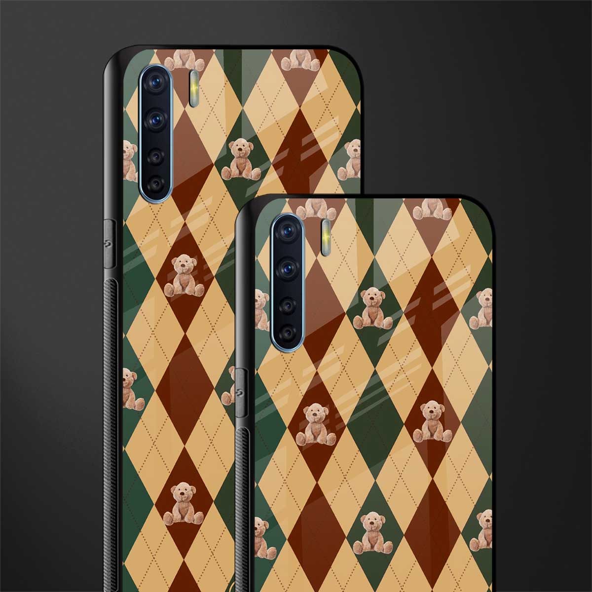ted checkered pattern glass case for oppo f15 image-2
