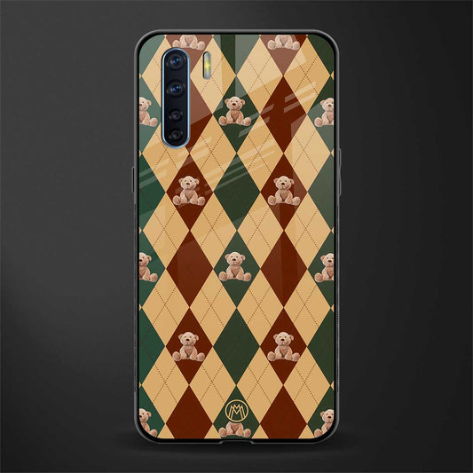 ted checkered pattern glass case for oppo f15 image