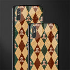 ted checkered pattern glass case for redmi 9a image-2
