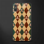 ted checkered pattern glass case for redmi 9a image