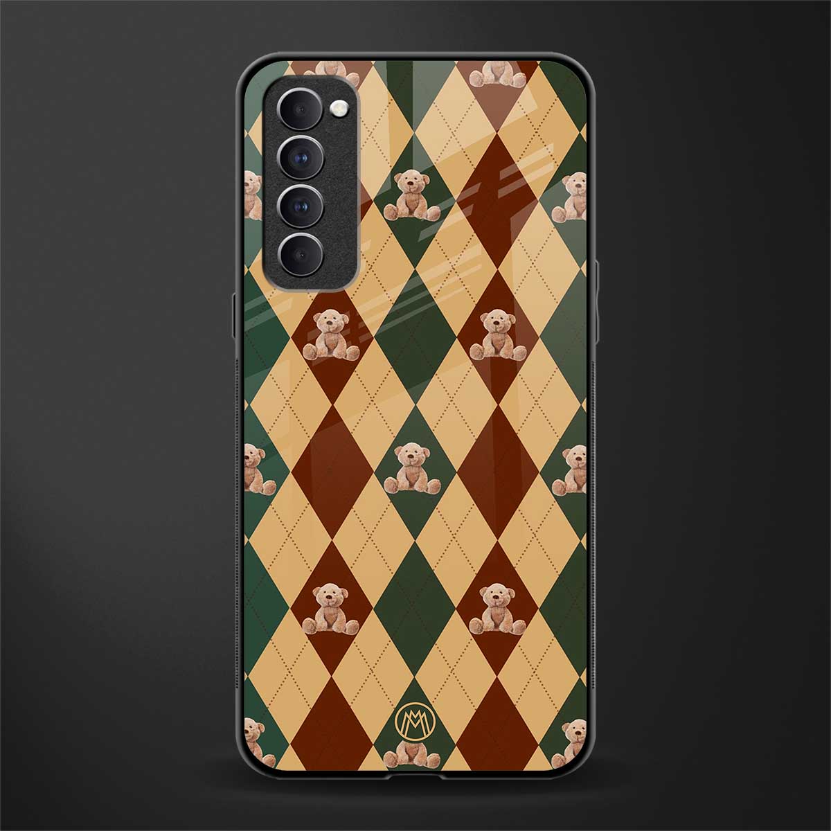 ted checkered pattern glass case for oppo reno 4 pro image