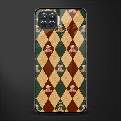 ted checkered pattern glass case for oppo f17 image