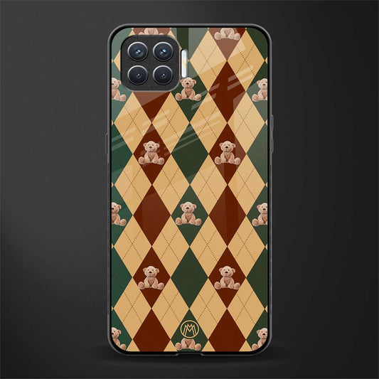 ted checkered pattern glass case for oppo f17 pro image