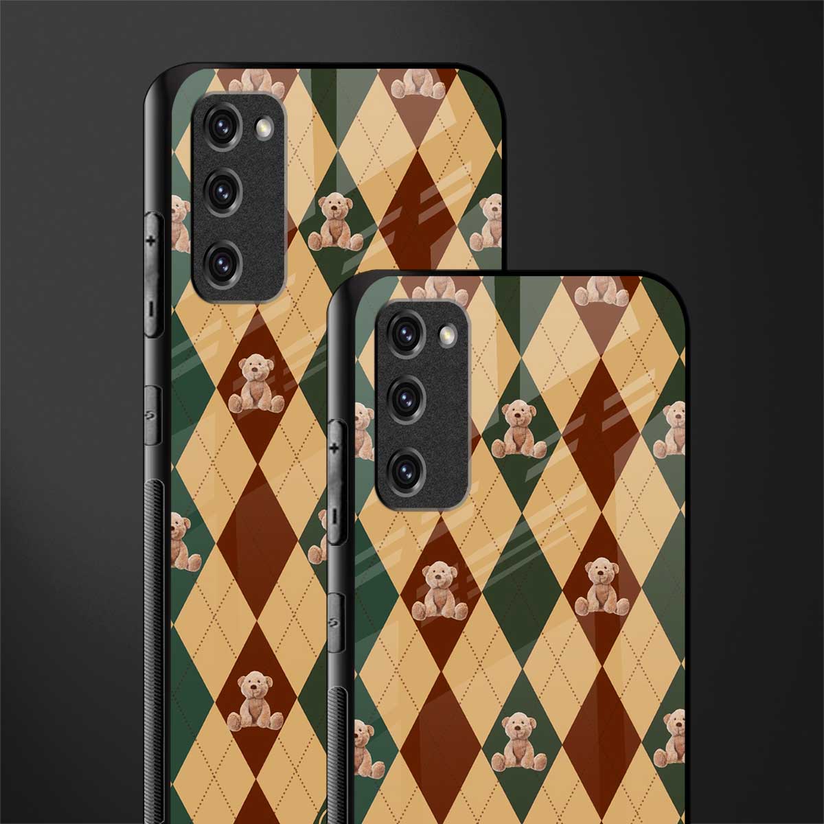 ted checkered pattern glass case for samsung galaxy s20 fe image-2