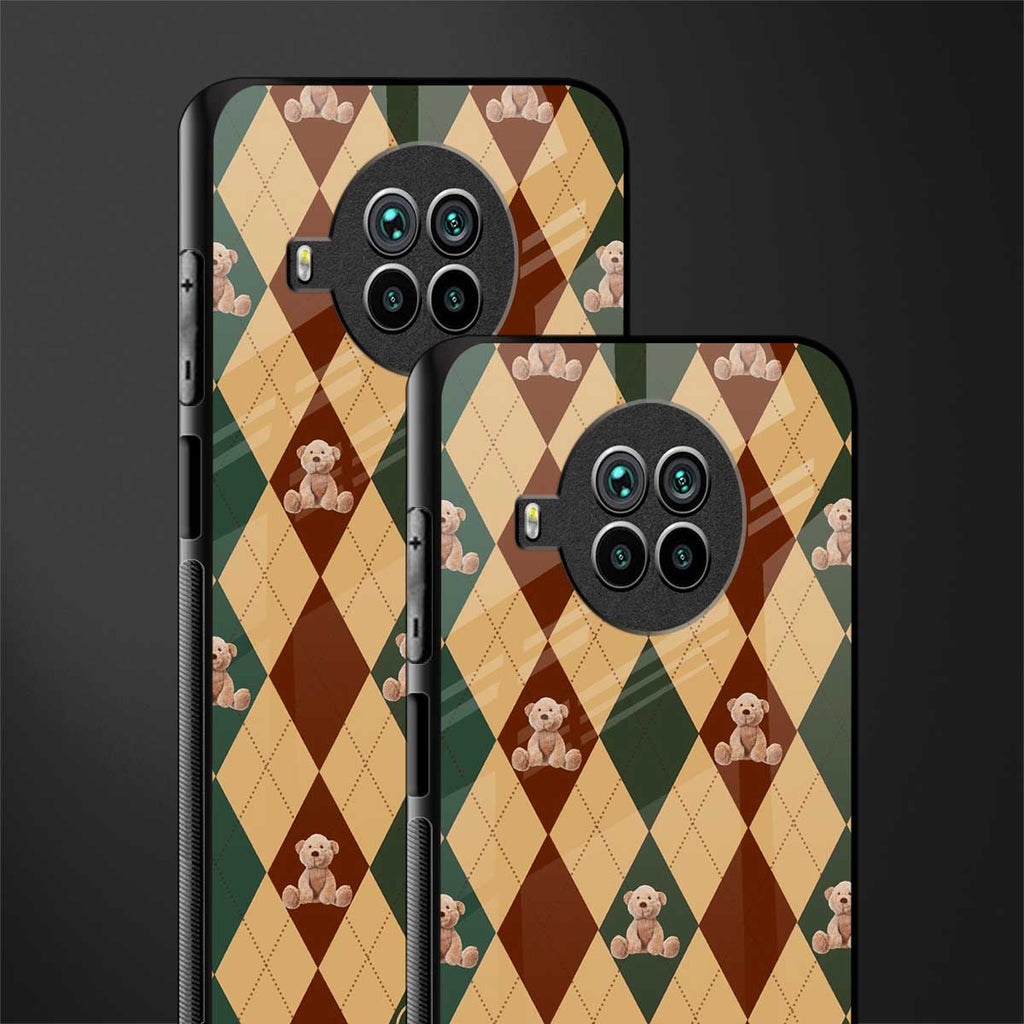 ted checkered pattern glass case for mi 10i image-2