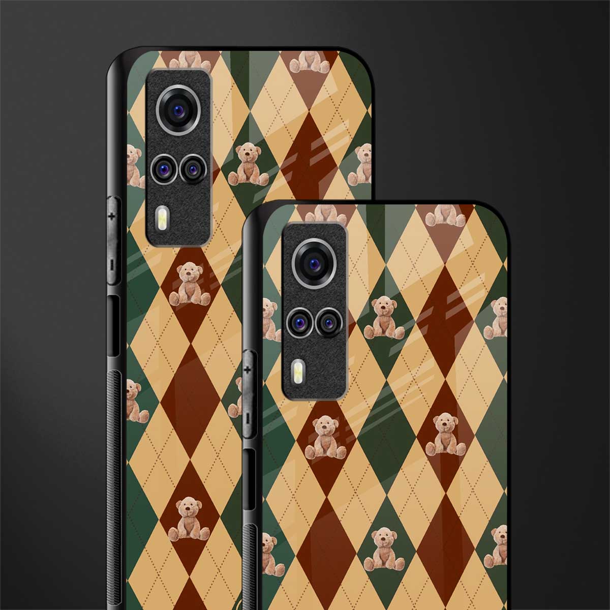 ted checkered pattern glass case for vivo y53s image-2