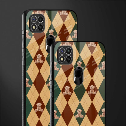 ted checkered pattern glass case for redmi 9c image-2