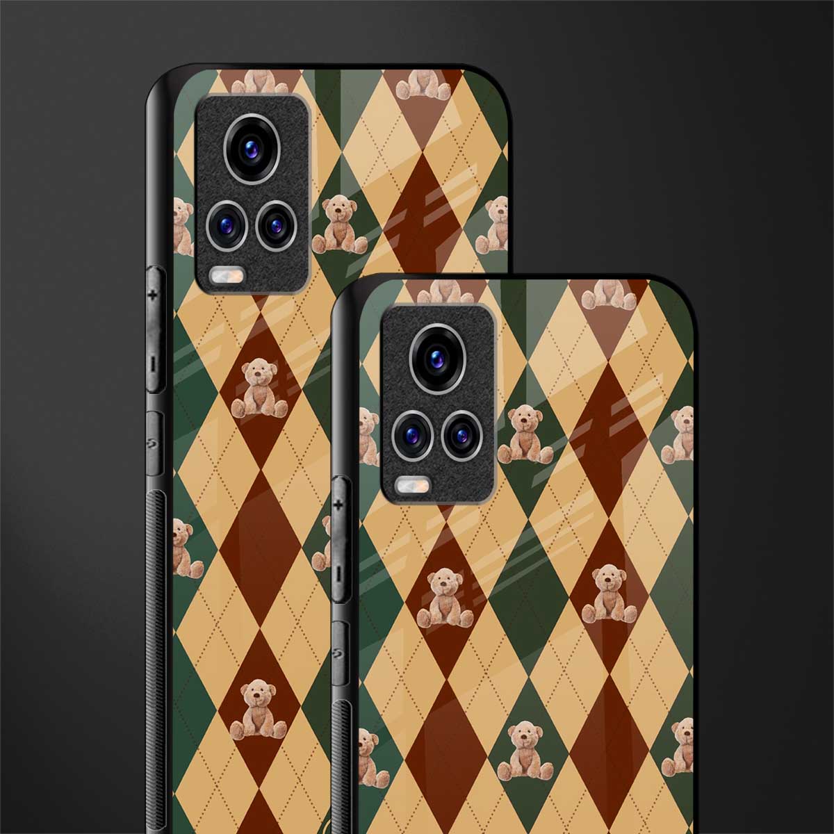 ted checkered pattern glass case for vivo v20 pro image-2