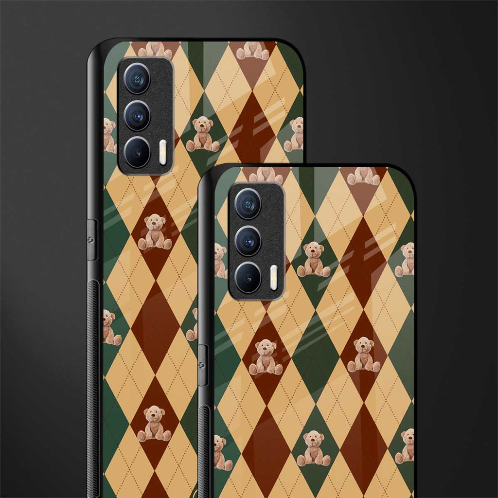 ted checkered pattern glass case for realme x7 image-2