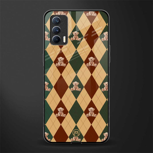 ted checkered pattern glass case for realme x7 image