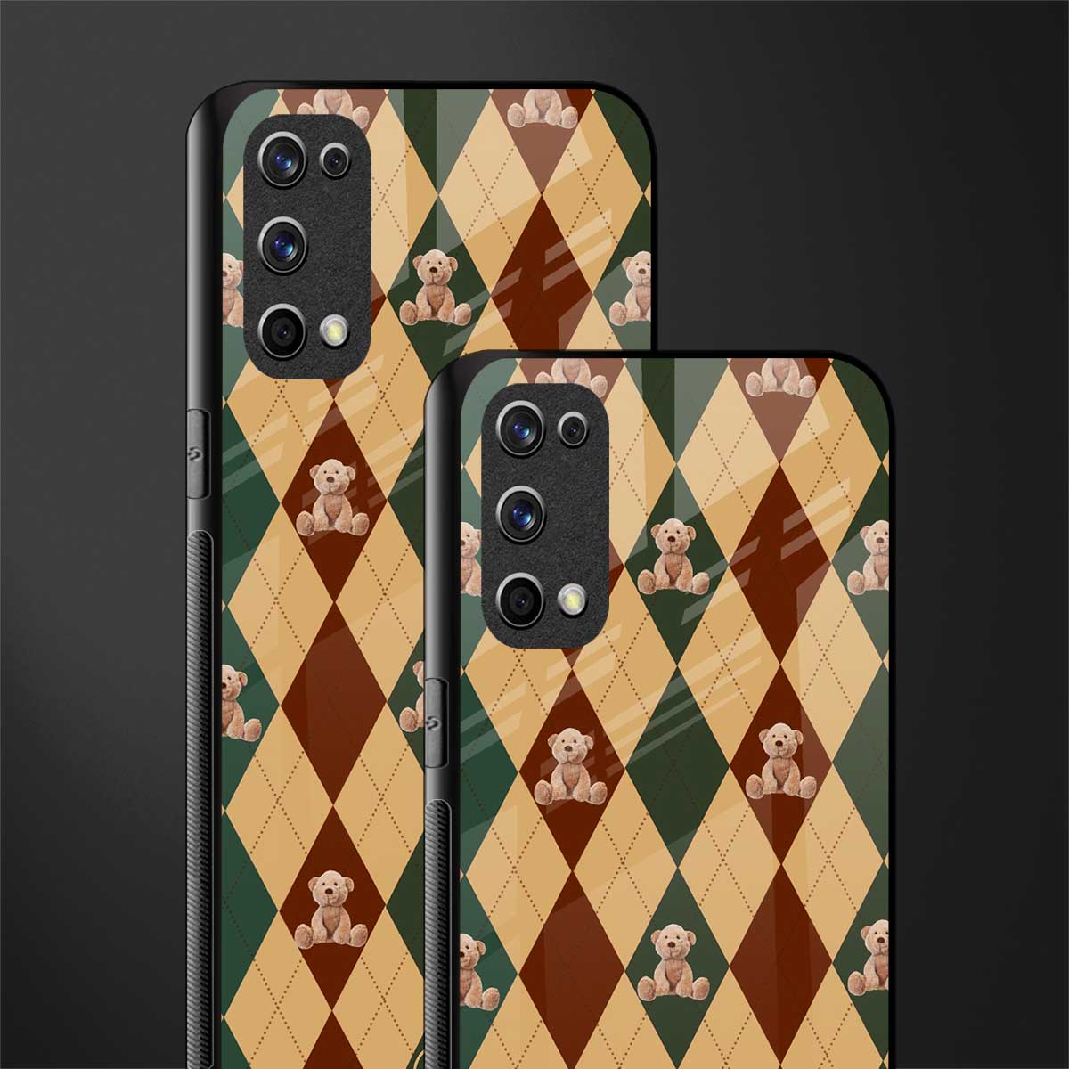ted checkered pattern glass case for realme x7 pro image-2