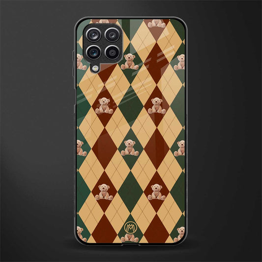 ted checkered pattern glass case for samsung galaxy m12 image