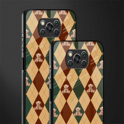 ted checkered pattern glass case for poco x3 pro image-2